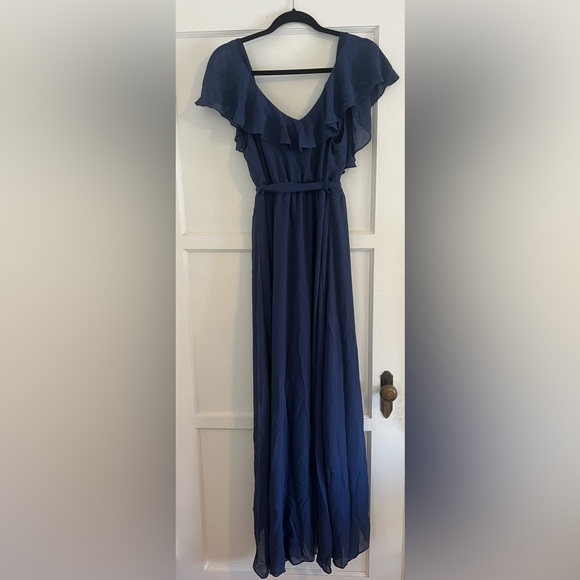 Baltic Born Katya Ruffle Maxi Dress Navy Blue - Picture 3 of 5